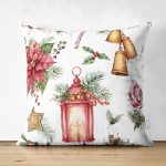 Çift Taraflı Şamdan Tasarımlı Yılbaşı Konseptli Dijital Baskılı Modern Süet Yastık Kırlent Kılıfı Realhomes