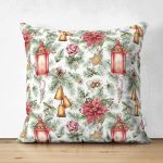 Çift Taraflı Şamdan Tasarımlı Yılbaşı Konseptli Dijital Baskılı Dekoratif Süet Yastık Kırlent Kılıfı Realhomes