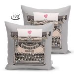 - Suet-K10142-Gorsel-1 - Realhomes Çift Taraflı Gri Zemin Antika Daktilo Çizimli Dijital Baskılı Modern Süet Yastık Kırlent Kılıfı Realhomes