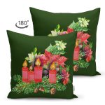 - Suet-K10144-Gorsel-1 - Realhomes Çift Taraflı Yeşil Zemin Çam Yapraklı Mum Tasarımlı Dijital Baskılı Modern Süet Yastık Kırlent Kılıfı Realhomes