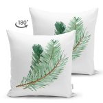 - Suet-K10157-Gorsel-1 - Realhomes Çift Taraflı Çam Yaprağı Çizimli Cristmas Temalı Dijital Baskılı Dekoratif Süet Yastık Kırlent Kılıfı Realhomes