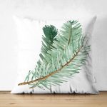 - Suet-K10157-Gorsel - Realhomes Çift Taraflı Çam Yaprağı Çizimli Cristmas Temalı Dijital Baskılı Dekoratif Süet Yastık Kırlent Kılıfı Realhomes