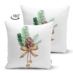 - Suet-K10158-Gorsel-1 - Realhomes Çift Taraflı Kozalak Çizimli Cristmas Temalı Dijital Baskılı Modern Süet Yastık Kırlent Kılıfı Realhomes