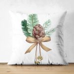 - Suet-K10158-Gorsel - Realhomes Çift Taraflı Kozalak Çizimli Cristmas Temalı Dijital Baskılı Modern Süet Yastık Kırlent Kılıfı Realhomes