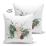 - Suet-K10160-Gorsel-1 - Realhomes Çift Taraflı Mum & Kozalak Tasarımlı Christmas Temalı Dijital Baskılı Modern Süet Yastık Kırlent Kılıfı Realhomes