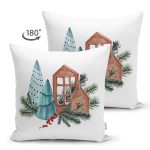 Çift Taraflı Christmas Temalı Özel Tasarım Dijital Baskılı Modern Süet Yastık Kırlent Kılıfı Realhomes