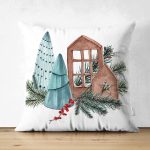 Çift Taraflı Christmas Temalı Özel Tasarım Dijital Baskılı Modern Süet Yastık Kırlent Kılıfı Realhomes