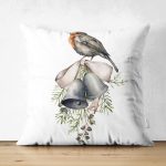 Çift Taraflı Çan & Kuş Motifli Dijital Baskılı Modern Süet Yastık Kırlent Kılıfı Realhomes