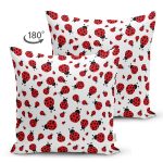 - Basic RGB - Realhomes Realhomes Çift Taraflı Uğurböceği Motifli Özel Tasarım Dijital Baskılı Modern Süet Yastık Kırlent Kılıfı Realhomes