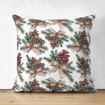 - Suet-K10182-Gorsel - Realhomes Çift Taraflı Özel Tasarım Kozalak Tasarımlı Dijital Baskılı Dekoratif Süet Yastık Kırlent Kılıfı Realhomes