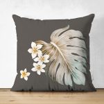 - Suet-K10188-Gorsel - Realhomes Çift Taraflı Egzotik Yaprak Tasarımlı Dijital Baskılı Dekoratif Süet Yastık Kırlent Kılıfı Realhomes