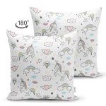 Realhomes Çift Taraflı Unicorn At Tasarımlı Dijital Baskılı Modern Süet Yastık Kırlent Kılıfı Realhomes