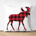 - Suet-K10193-Gorsel - Realhomes Çift Taraflı Ekose Geyik Tasarımlı Dijital Baskılı Modern Süet Yastık Kırlent Kılıfı Realhomes