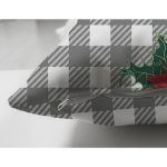 - Suet-K10204-Gorsel-2 - Realhomes Çift Taraflı Gri Ekose Zemin & Kırmızı Kuş Tasarımlı Dijital Baskılı Dekoratif Süet Yastık Kırlent Kılıfı Realhomes