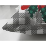 Çift Taraflı Gri Ekose Zemin & Kırmızı Kuş Tasarımlı Dijital Baskılı Modern Süet Yastık Kırlent Kılıfı Realhomes