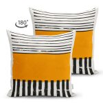 Çift Taraflı Çizgili Özel Tasarım Dijital Baskılı Dekoratif Süet Yastık Kırlent Kılıfı Realhomes