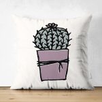 - Suet-K10218-Gorsel - Realhomes Çift Taraflı Krem Zemin Sade Kaktüs Motifli Dijital Baskılı Dekoratif Süet Yastık Kırlent Kılıfı Realhomes