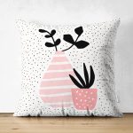 - Suet-K10225-Gorsel - Realhomes Çift Taraflı Krem Kumlama Zemin Vazo Desenli Dijital Baskılı Modern Süet Yastık Kırlent Kılıfı Realhomes