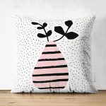 - Suet-K10226-Gorsel - Realhomes Çift Taraflı Krem Kumlama Zemin Vazo Desenli Dijital Baskılı Dekoratif Süet Yastık Kırlent Kılıfı Realhomes