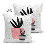 Çift Taraflı Krem Kumlama Zemin Vazo Desenli Dijital Baskılı Modern Süet Yastık Kırlent Kılıfı Realhomes