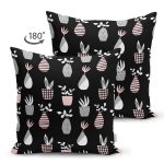 - Suet-K10233-Gorsel-1 - Realhomes Çift Taraflı Siyah Zemin Vazo Desenli Dijital Baskılı Modern Süet Yastık Kırlent Kılıfı Realhomes