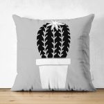 - Suet-K10236-Gorsel - Realhomes Çift Taraflı Gri Zemin Kaktüs Desenli Dijital Baskılı Dekoratif Süet Yastık Kırlent Kılıfı Realhomes