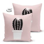 - Suet-K10237-Gorsel-1 - Realhomes Çift Taraflı Pembe Zemin Kaktüs Motifli Dijital Baskılı Modern Süet Yastık Kırlent Kılıfı Realhomes