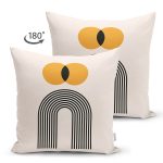 Çift Taraflı Soyut Tarzda Güneş Tasarımlı Dijital Baskılı Dekoratif Süet Yastık Kırlent Kılıfı Realhomes