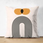 Çift Taraflı Soyut Tarzda Güneş Tasarımlı Dijital Baskılı Dekoratif Süet Yastık Kırlent Kılıfı Realhomes