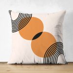 Çift Taraflı Soyut Tarzda Güneş Tasarımlı Dijital Baskılı Modern Süet Yastık Kırlent Kılıfı Realhomes