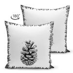 Çift Taraflı Karakalem Kozalak Tasarımlı Dijital Baskılı Modern Süet Yastık Kırlent Kılıfı Realhomes