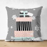 - Suet-K10246-Gorsel - Realhomes Çift Taraflı Gri Kar Taneli Zemin Hediye Paketleri Desenli Dijital Baskılı Dekoratif Süet Yastık Kırlent Kılıfı Realhomes