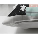 Çift Taraflı Siyah Kar Taneli Zemin Hediye Paketleri Desenli Dijital Baskılı Modern Süet Yastık Kırlent Kılıfı Realhomes