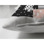 Çift Taraflı Siyah Kar Taneli Zemin Hediye Paketleri Desenli Dijital Baskılı Modern Süet Yastık Kırlent Kılıfı Realhomes