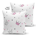 - merry christmas - Realhomes Realhomes Çift Taraflı Prenses Tacı Çizimli Özel Tasarım Dijital Baskılı Modern Süet Yastık Kırlent Kılıfı Realhomes