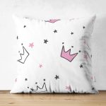 - merry christmas - Realhomes Realhomes Çift Taraflı Prenses Tacı Çizimli Özel Tasarım Dijital Baskılı Modern Süet Yastık Kırlent Kılıfı Realhomes