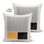 Çift Taraflı Soyut İlkel Desen Tasarımlı Dijital Baskılı Modern Süet Yastık Kırlent Kılıfı Realhomes