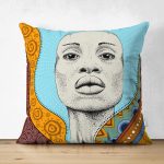 - Suet-K10256-Gorsel - Realhomes Çift Taraflı Etnik Afrikalı Kız Motifli Dijital Baskılı Dekoratif Süet Yastık Kırlent Kılıfı Realhomes