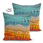 Çift Taraflı Etnik Desen Tasarımlı Dijital Baskılı Modern Süet Yastık Kırlent Kılıfı Realhomes