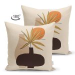 Çift Taraflı Sanatsal Vazo Çizimli Özel Tasarım Dijital Baskılı Dekoratif Süet Yastık Kırlent Kılıfı Realhomes