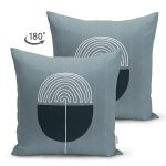 Çift Taraflı Soyut Tarzda Onedraw Çizimli Dijital Baskılı Dekoratif Süet Yastık Kırlent Kılıfı Realhomes