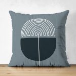 Çift Taraflı Soyut Tarzda Onedraw Çizimli Dijital Baskılı Dekoratif Süet Yastık Kırlent Kılıfı Realhomes