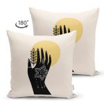 - Suet-K10286-Gorsel-1 - Realhomes Çift Taraflı El Silüetli Özel Tasarım Dijital Baskılı Dekoratif Süet Yastık Kırlent Kılıfı Realhomes