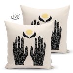 - Suet-K10289-Gorsel-1 - Realhomes Çift Taraflı El Silüetli Özel Tasarım Dijital Baskılı Modern Süet Yastık Kırlent Kılıfı Realhomes