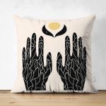 - Suet-K10289-Gorsel - Realhomes Çift Taraflı El Silüetli Özel Tasarım Dijital Baskılı Modern Süet Yastık Kırlent Kılıfı Realhomes