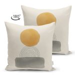 Çift Taraflı Soyut Tarzda Onedraw Çizimli Dijital Baskılı Dekoratif Süet Yastık Kırlent Kılıfı Realhomes