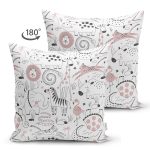 - seamless pattern - Realhomes Realhomes Çift Taraflı Sevimli Hayvanlar Çizimli Özel Tasarım Dijital Baskılı Modern Süet Yastık Kırlent Kılıfı Realhomes