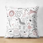 - seamless pattern - Realhomes Realhomes Çift Taraflı Sevimli Hayvanlar Çizimli Özel Tasarım Dijital Baskılı Modern Süet Yastık Kırlent Kılıfı Realhomes