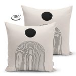 - Suet-K10304-Gorsel-1 - Realhomes Çift Taraflı Soyut Tarzda Onedraw Çizimli Dijital Baskılı Dekoratif Süet Yastık Kırlent Kılıfı Realhomes