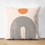 - Suet-K10314-Gorsel - Realhomes Çift Taraflı Soyut Tarzda Onedraw Çizimli Dijital Baskılı Dekoratif Süet Yastık Kırlent Kılıfı Realhomes